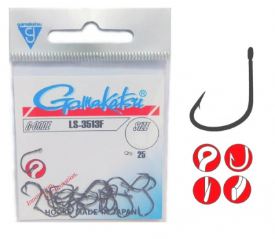 Крючки Gamakatsu LS-3513F, №8, Black, (25шт) Крючки Gamakatsu LS-3513F, №8, Black, (25шт)