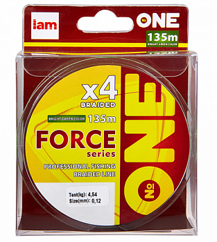 Плетеный шнур Iam №One Force X4 135м Bright-green (0.12мм)