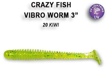 Приманка силиконовая Crazy Fish Vibro Worm 3" 7,5см (11-75-20-6)