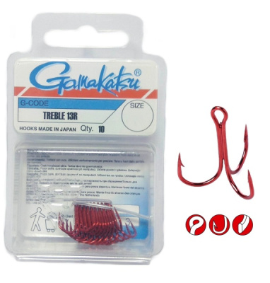 Тройник Gamakatsu 13 №8 Red, (10шт) Тройник Gamakatsu 13 №8 Red, (10шт)