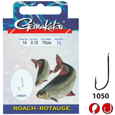 Крючок с поводком Gamakatsu BKD-1050N Roach 70см 0.10мм №14