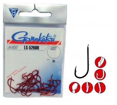 Крючки Gamakatsu LS-5260R, №2, Red, (25шт) Крючки Gamakatsu LS-5260R, №2, Red, (25шт)