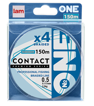 Плетеный шнур Iam №One Contact X4 150м Blue (0.5PE, 0.117мм)