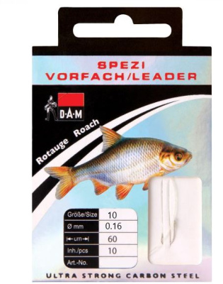 Поводок Dam Spezi Roach 0.16мм 60см 1.8кг №10