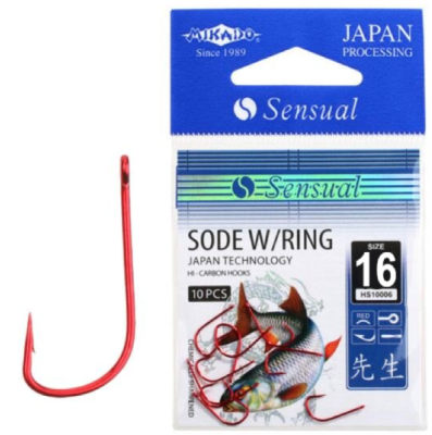 Крючок одинарный Mikado Sensual Sode W/Ring Red №16