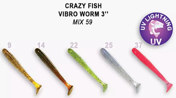 Приманка силиконовая Crazy Fish Vibro Worm 3" 7,5см (11-75-M59-6)