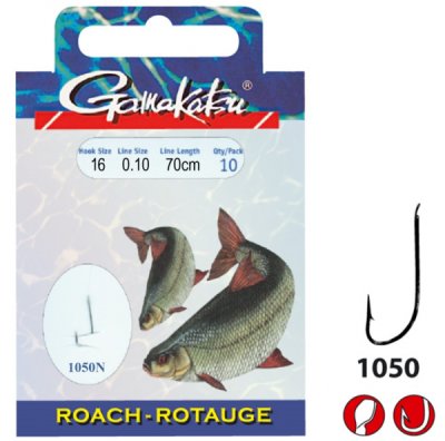Крючок с поводком Gamakatsu BKD-1050N Roach 70см 0.10мм №16