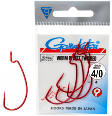 Крючок офсетный Gamakatsu Worm Offse EWG/0 Red №4/0