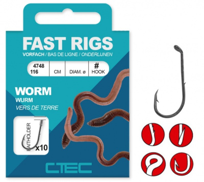 Крючок + поводок Spro C-Tec Worml Baitholder, 75cm, 0.25mm, №8 (10шт) Крючок + поводок Spro C-Tec Worml Baitholder, 75cm, 0.25mm, №8 (10шт)