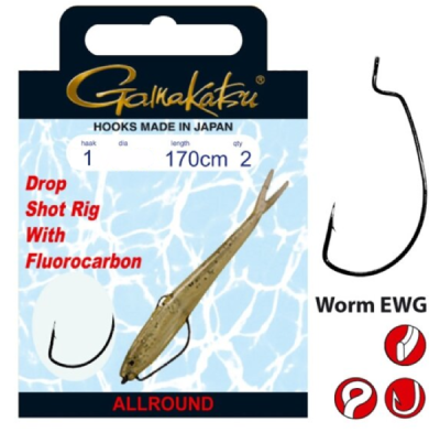 Крючок с поводком Gamakatsu Dropshot Worm EWG 170см №1