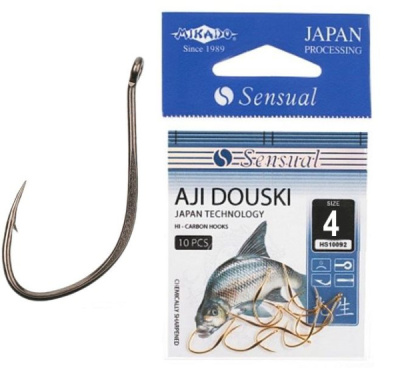 Крючки Mikado Sensual Aji Douski W/Ring, №4 BN (10шт) Крючки Mikado Sensual Aji Douski W/Ring, №4 BN (10шт)