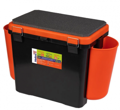 Ящик зимний Helios FishBox односекционный оранжевый с двумя стаканами 19л