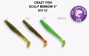 Приманка силиконовая Crazy Fish Scalp Minnow 4" 10см (18-100-М62-6)