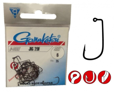 Крючки Gamakatsu Jig 29F, №6, (25шт) Крючки Gamakatsu Jig 29F, №6, (25шт)