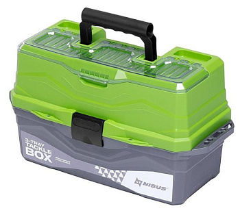 Ящик для снастей NisusTackle Box трехполочный (Зеленый)