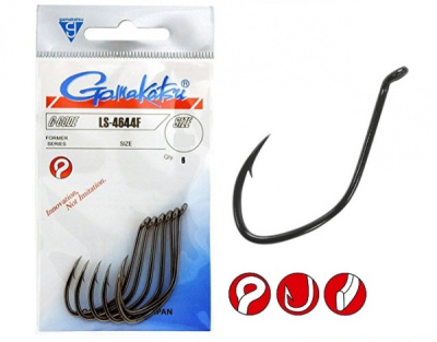 Крючки Gamakatsu LS-4644/0 PTFE, №1/0, (5шт) Крючки Gamakatsu LS-4644/0 PTFE, №1/0, (5шт)