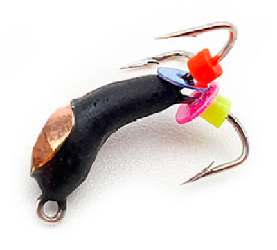 Мормышка Wolfram Черт d3,0 мм 0,7г Банан с медной коронкой Мормышка Wolfram Черт d3,0 мм 0,7г Банан с медной коронкой