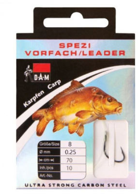 Поводок карповый Dam Spezi Carp 0.25мм 70см 4кг №8
