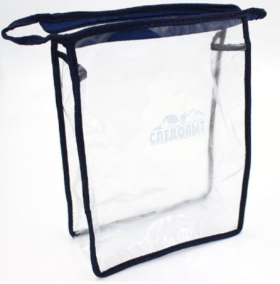 Косметичка Следопыт с прозрачными окошками темно-синяя окантовка на молнии 21*15*7см