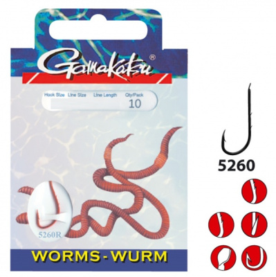 Крючок с поводком Gamakatsu BKD-5260R Worm 75см №12  