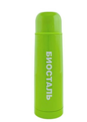 Термос Biostal 1,0л c узким горлом с кнопкой зеленый