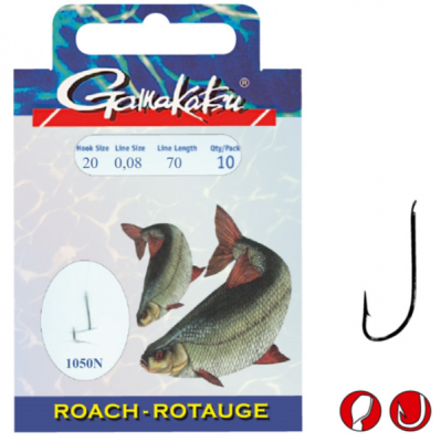 Крючок с поводком Gamakatsu BKD-1050N Roach 70см 0.08мм №20